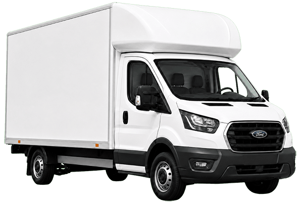 Luton box van parked and ready for self-drive hire in Taunton